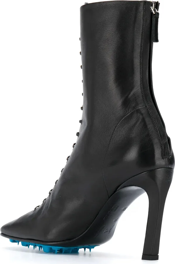 Lace-Up 105mm Leather Ankle Boots - Image 3