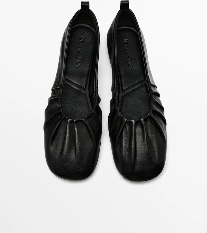 Lace-Up Ballet Flats With Gathering - Image 3