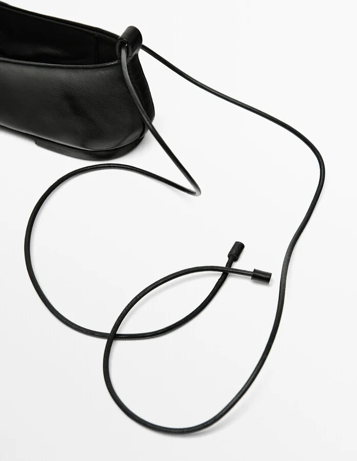 Lace-Up Ballet Flats With Gathering - Image 4