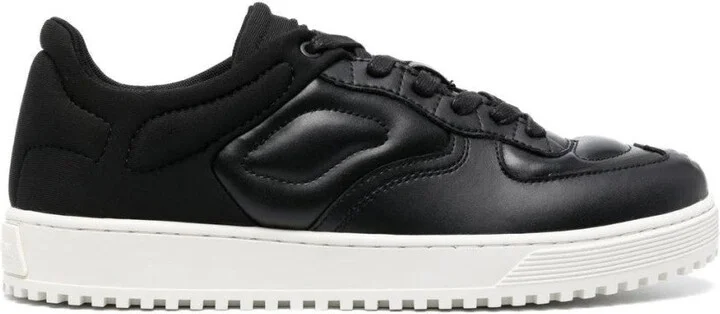 Lace-Up Black Cowhide Trainers