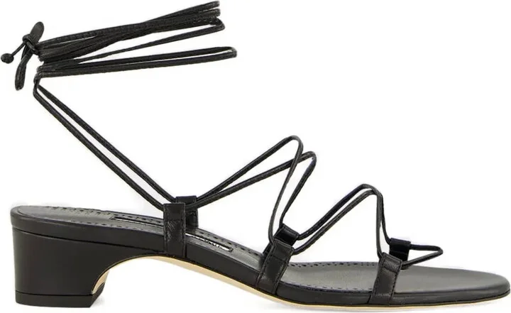 Lace-Up Block-Heel Sandals