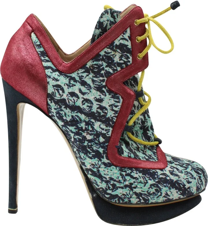 Lace up Booties in Multicolor Nylon