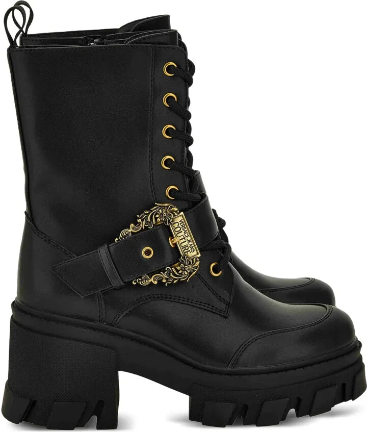 Lace-Up Buckle-Details Boots