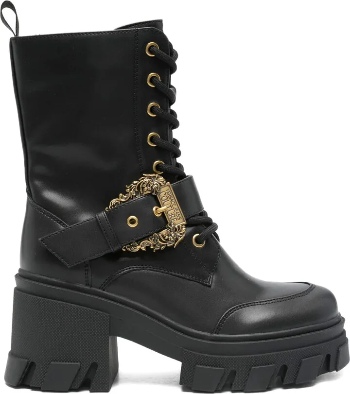 Lace-Up Buckled Boots