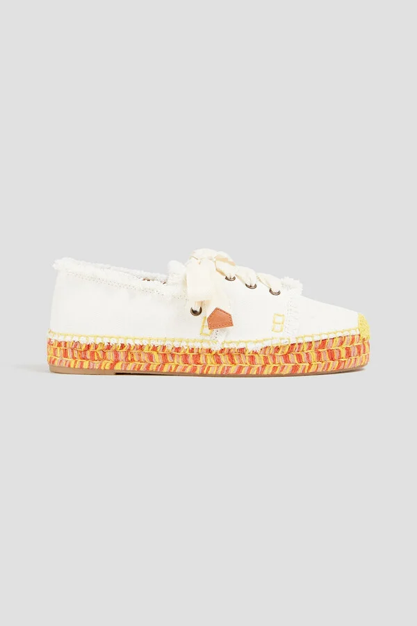 Lace-up canvas platform espadrilles