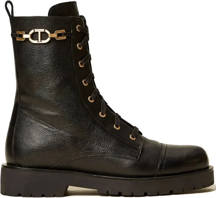 Lace-Up Chain Boots