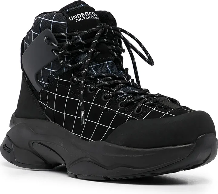 Lace-Up Checked Ankle Boots - Image 2