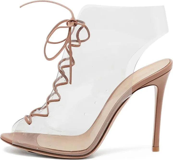Lace-Up Clear-Panel Boots