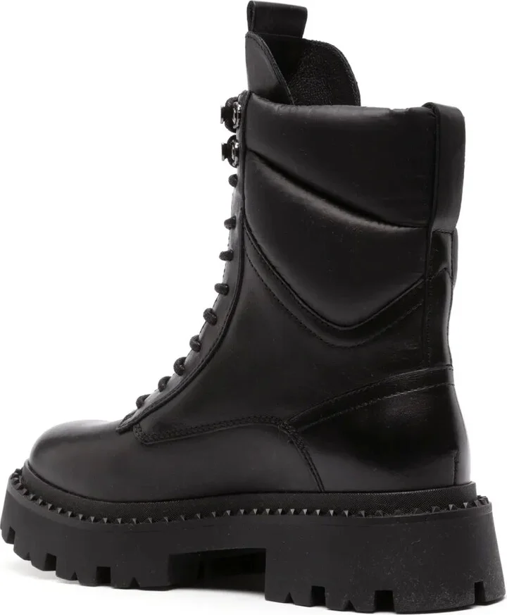 Lace-Up Combat Leather Boots - Image 3