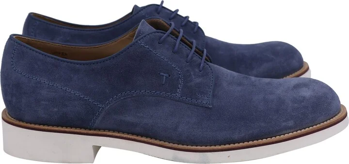 Lace Up Derby in Blue Suede