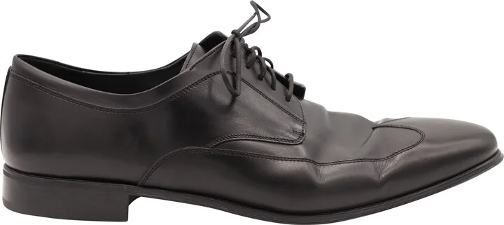 Lace-Up Derby Shoes in Black Calfskin Leather