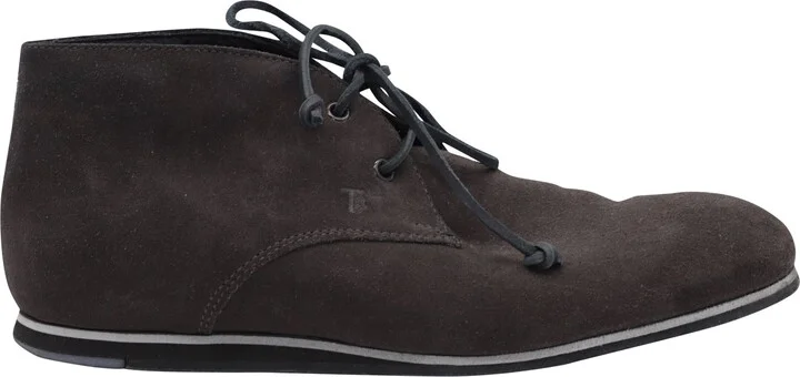 Lace-up Desert Boots in Dark Brown Suede