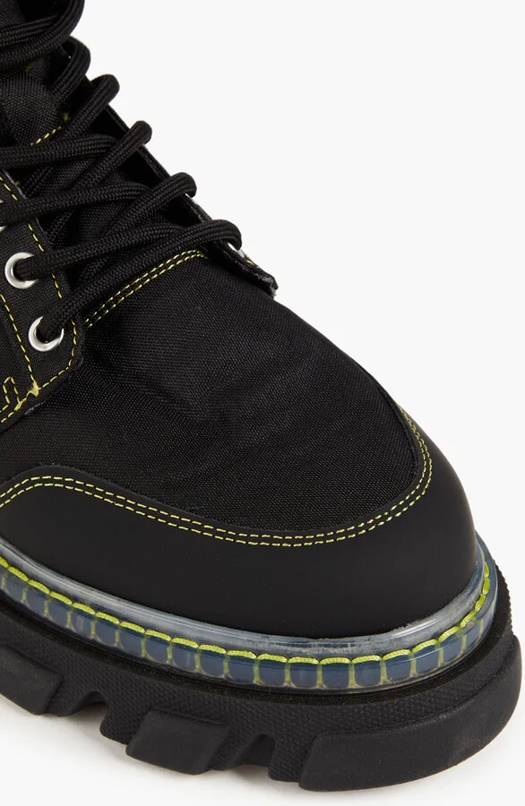 Lace-up leather and canvas ankle boots - Image 4