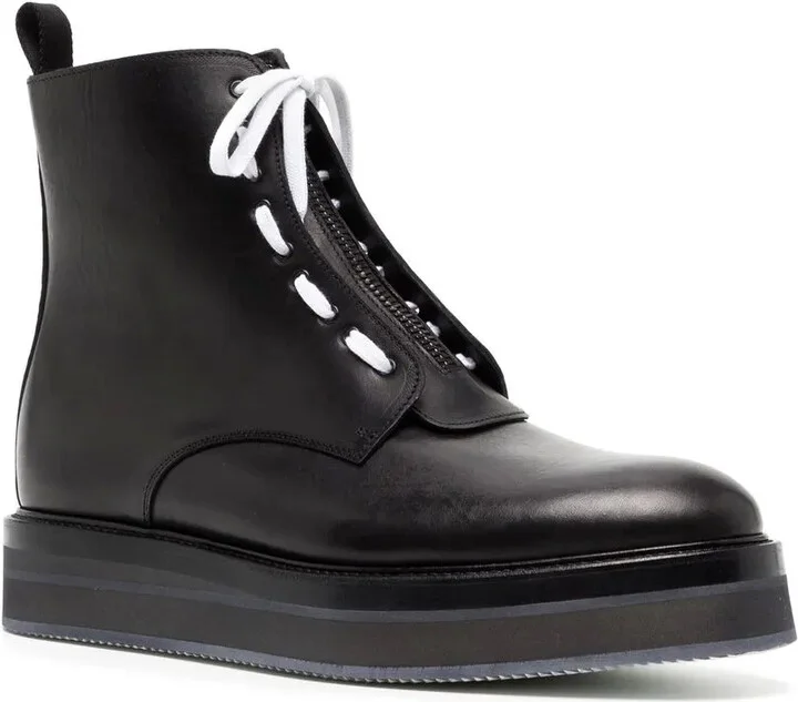 Lace-Up Leather Ankle Boots - Image 2