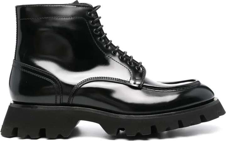 Lace-Up Leather Ankle Boots