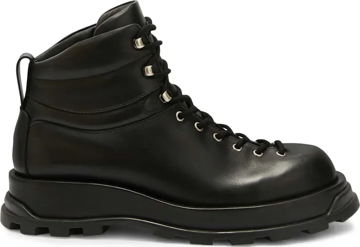 Lace-Up Leather Ankle Boots