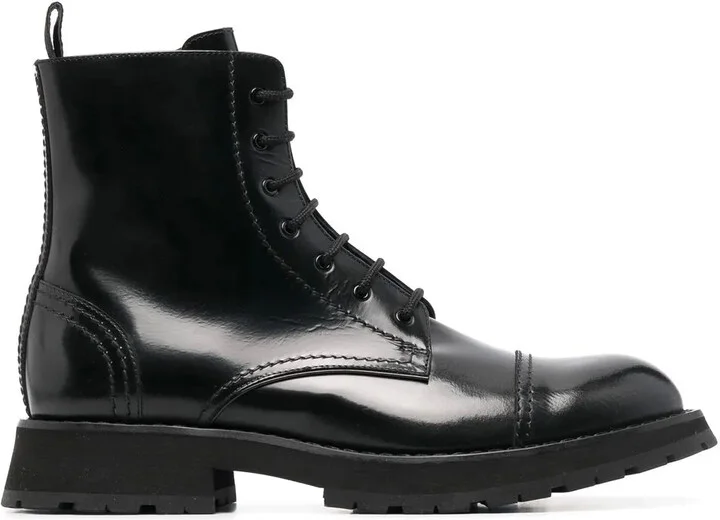 Lace-Up Leather Ankle Boots