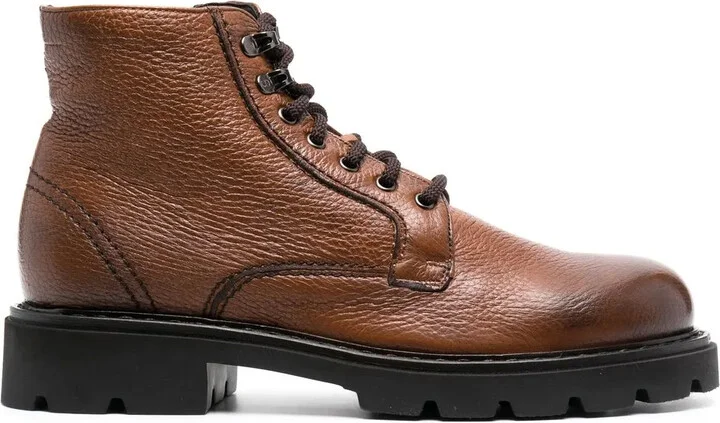 Lace-Up Leather Ankle Boots