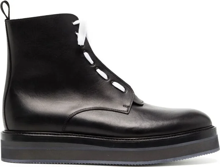 Lace-Up Leather Ankle Boots