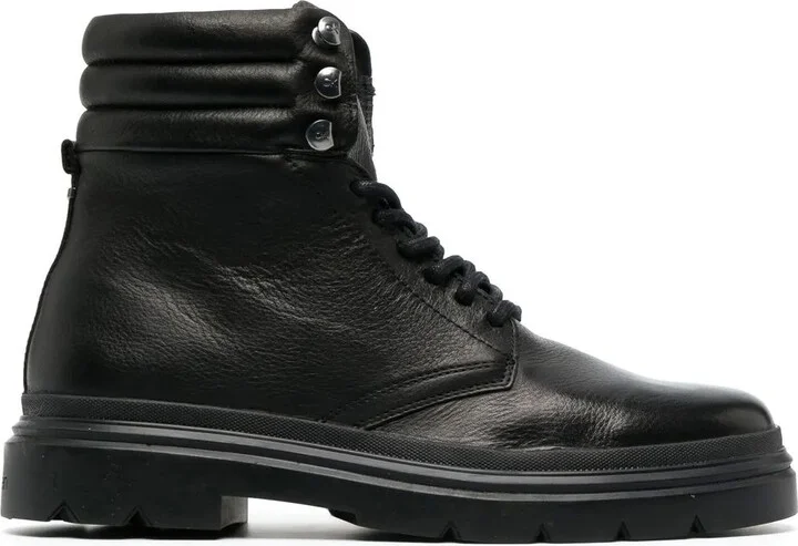 Lace-Up Leather Ankle Boots