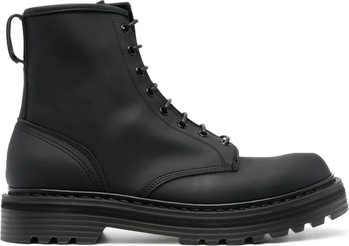 Lace-Up Leather Ankle Boots