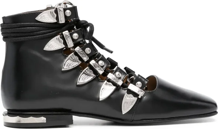 Lace-Up Leather Ankle Boots