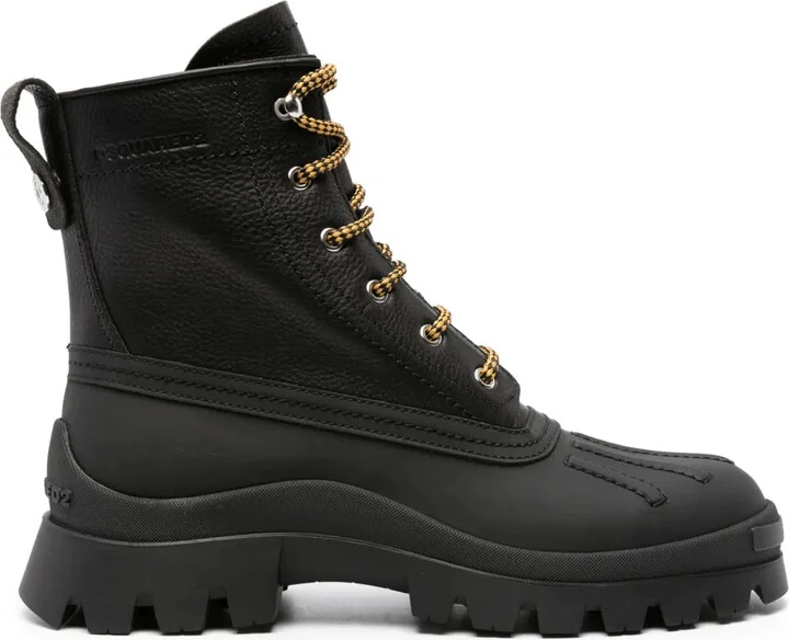 Lace-Up Leather Ankle Boots