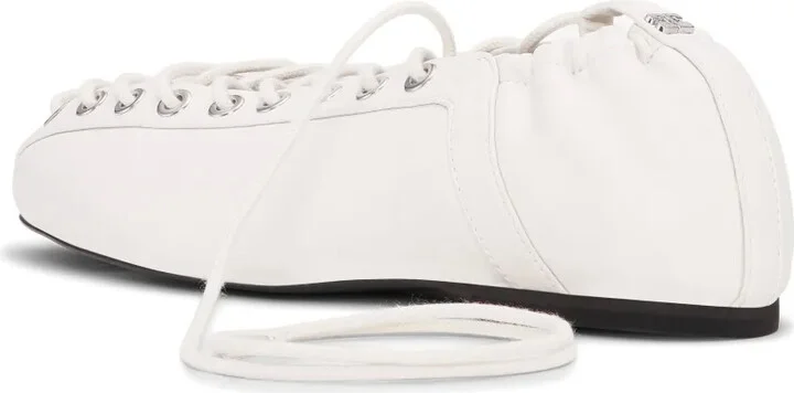 Lace-Up Leather Ballerina Shoes - Image 3