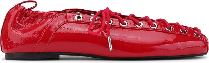 Lace-Up Leather Ballerina Shoes