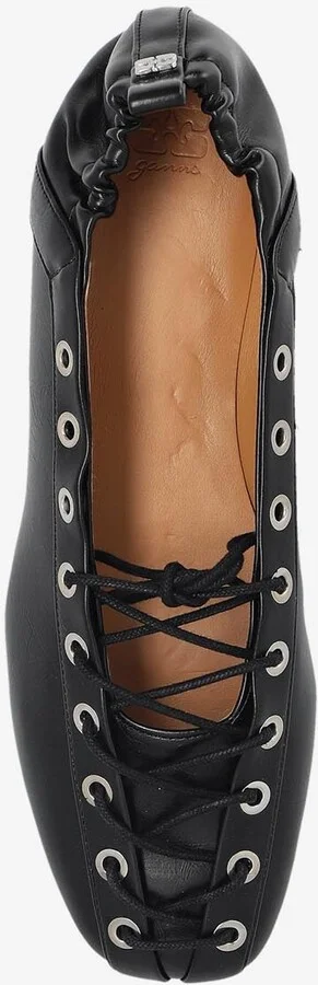Lace-Up Leather Ballet Flats - Image 3