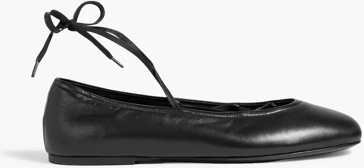 Lace-up leather ballet flats