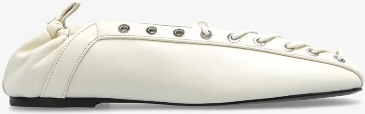 Lace-Up Leather Ballet Flats
