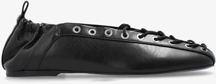 Lace-Up Leather Ballet Flats