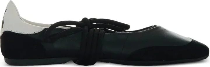 Lace-Up Leather Ballet Flats