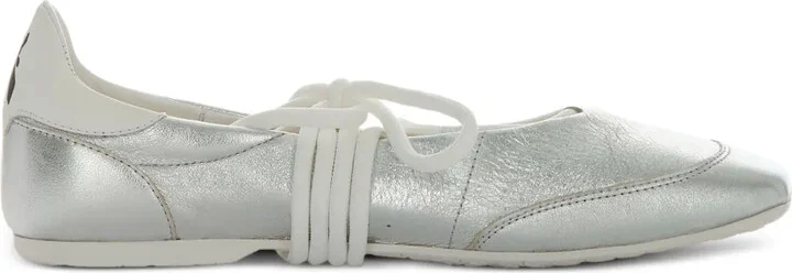 Lace-Up Leather Ballet Flats