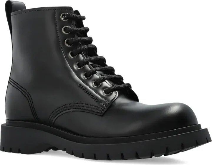 Lace-Up Leather Biker Boots - Image 2
