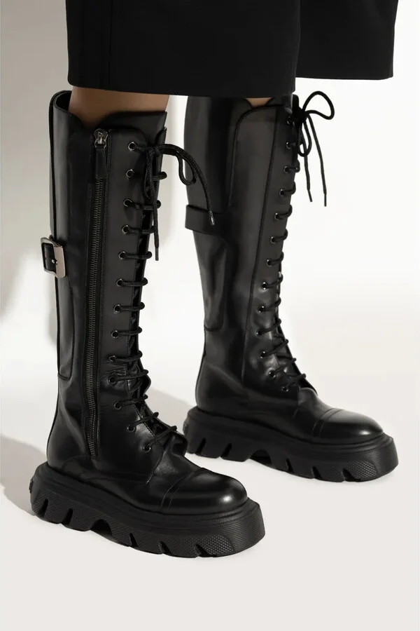 Lace-Up Leather Boots - Image 2