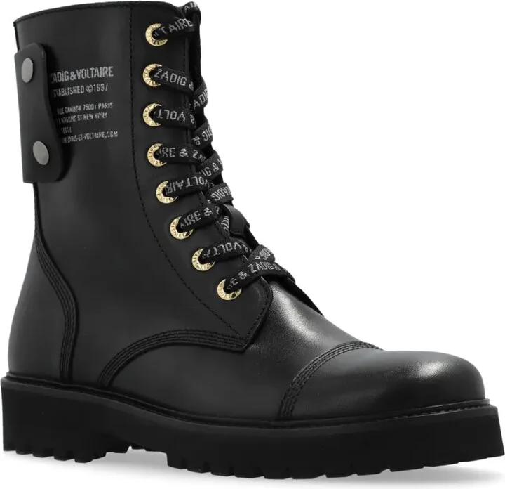Lace-Up Leather Combat Boots - Image 2