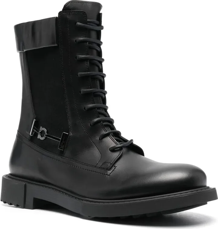 Lace-Up Leather Combat Boots - Image 2