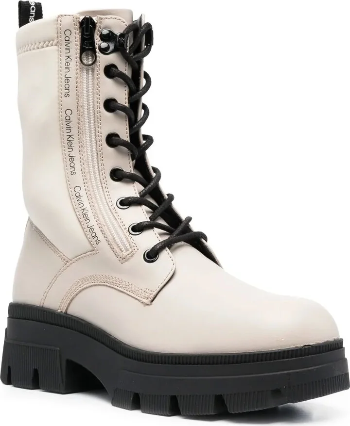 Lace-Up Leather Combat Boots - Image 2