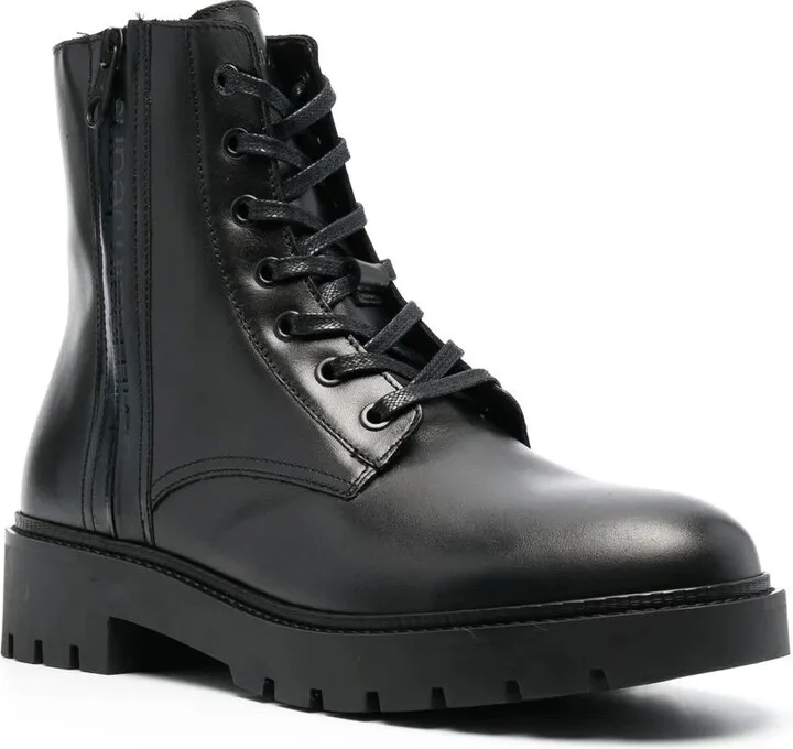 Lace-Up Leather Combat Boots - Image 2