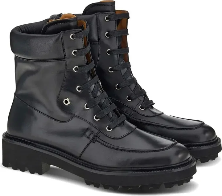 Lace-Up Leather Combat Boots - Image 2