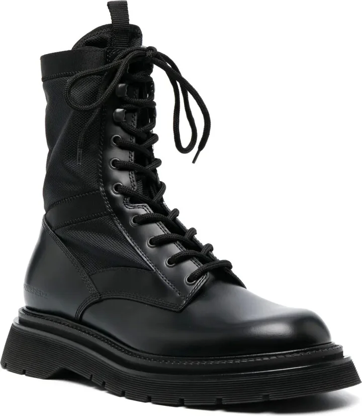Lace-Up Leather Combat Boots - Image 2