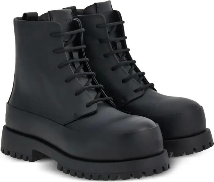 Lace-Up Leather Combat Boots - Image 2