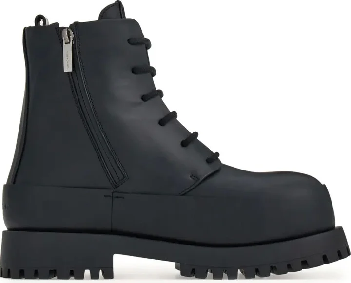 Lace-Up Leather Combat Boots - Image 5
