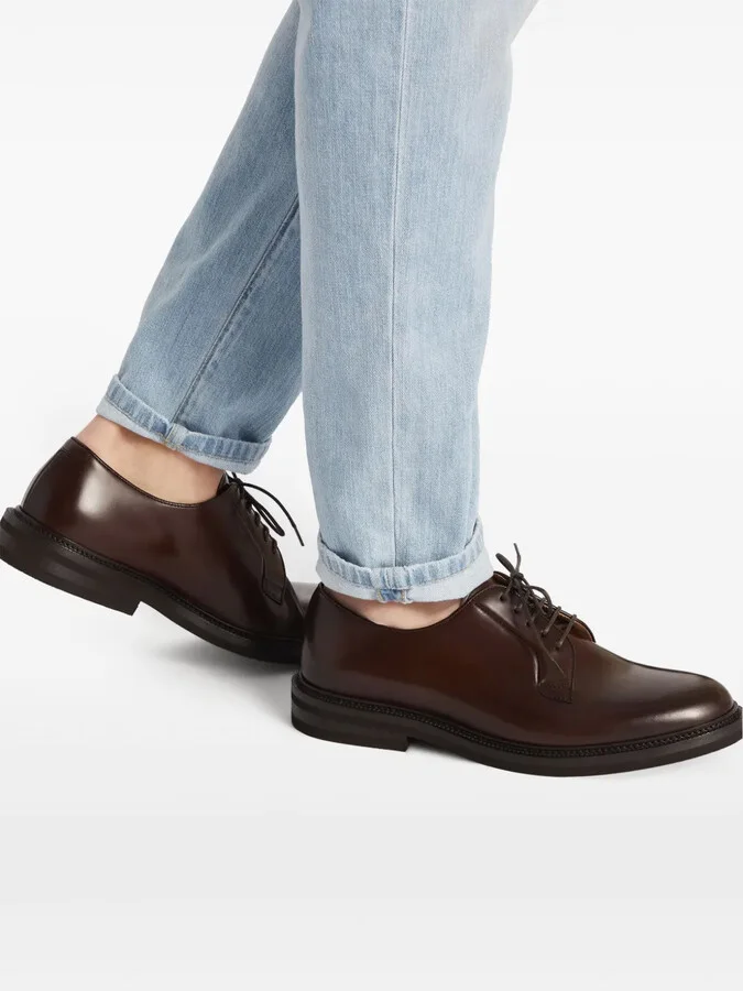Lace-Up Leather Derby Shoes - Image 5