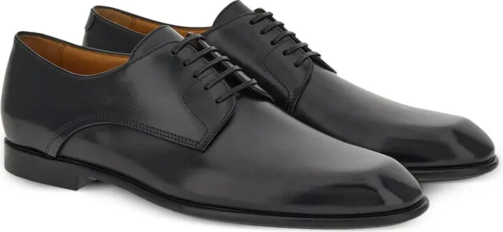 Lace-Up Leather Derby Shoes - Image 2