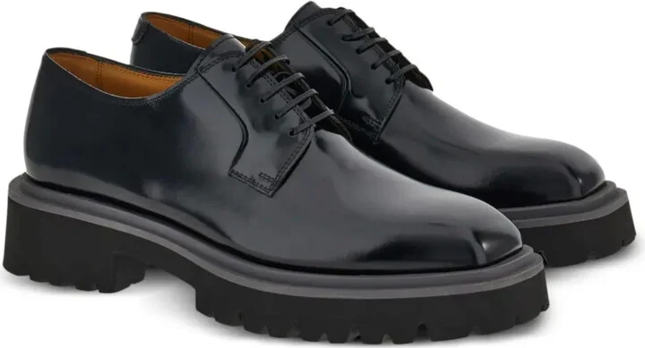 Lace-Up Leather Derby Shoes - Image 2