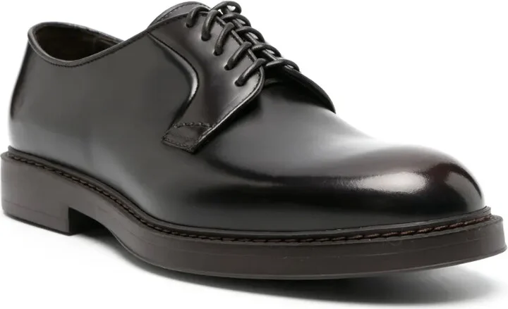 Lace-Up Leather Derby Shoes - Image 2