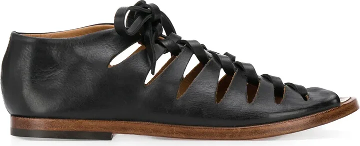 Lace-Up Leather Gladiator Sandals